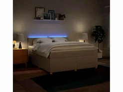 Clearance Clicnbuy Cama box spring con colchón tela color 180x200 cm Crema