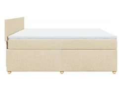 Clearance Clicnbuy Cama box spring con colchón tela color 180x200 cm Crema