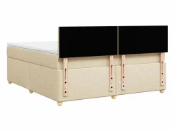 Clearance Clicnbuy Cama box spring con colchón tela color 180x200 cm Crema