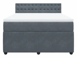 Clicnbuy Cama box spring con colchón terciopelo oscuro 140x190 cm
