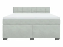 Clicnbuy Cama box spring con colchón terciopelo claro 180x200 cm