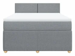 Clicnbuy Cama box spring con colchón tela claro 160x200 cm