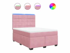 Outlet Clicnbuy Cama box spring con colchón terciopelo 160x200 cm Rosa