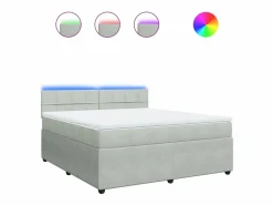 Clicnbuy Cama box spring con colchón terciopelo claro 180x200 cm
