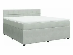 Clicnbuy Cama box spring con colchón terciopelo claro 180x200 cm