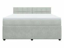 Clicnbuy Cama box spring con colchón terciopelo claro 180x200 cm