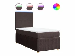 Cama box spring con colchón tela marrón oscuro 90x190 cm Somier - 90X190Cm