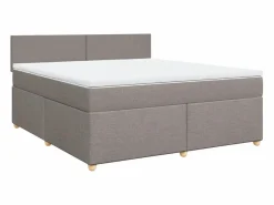 Online Clicnbuy Cama box spring con colchón tela gris taupe 180x200 cm Topo