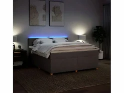 Online Clicnbuy Cama box spring con colchón tela gris taupe 180x200 cm Topo