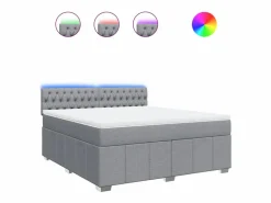 Clearance Clicnbuy Cama box spring con colchón tela claro 180x200 cm Gris