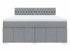 Clearance Clicnbuy Cama box spring con colchón tela claro 180x200 cm Gris