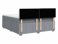 Clearance Clicnbuy Cama box spring con colchón tela claro 180x200 cm Gris