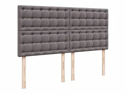 Clicnbuy Cama box spring con colchón cuero sintético 180x200 cm Gris