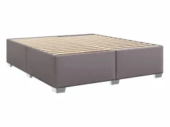 Clicnbuy Cama box spring con colchón cuero sintético 180x200 cm Gris