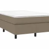 Cama box spring con colchón tela gris taupe 120x190 cm Somier Tapizado