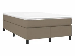 Cama box spring con colchón tela gris taupe 120x190 cm Somier Tapizado