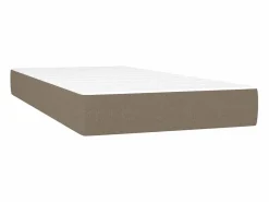 Cama box spring con colchón tela gris taupe 120x190 cm Somier Tapizado