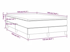 Cama box spring con colchón tela gris taupe 120x190 cm Somier Tapizado