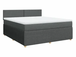Clicnbuy Cama box spring con colchón tela oscuro 180x200 cm