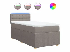 Hot Cama box spring con colchón tela gris taupe 90x190 cm Base De Cama De Láminas|Somier - 90X190Cm