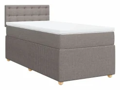 Hot Cama box spring con colchón tela gris taupe 90x190 cm Base De Cama De Láminas|Somier - 90X190Cm