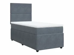 Hot Clicnbuy Cama box spring con colchón terciopelo oscuro 90x190 cm Gris