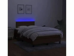 Online Cama box spring con colchón y LED tela marrón oscuro 120x190 cm Somier Tapizado