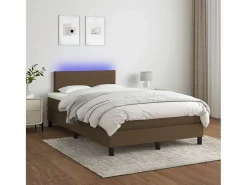Online Cama box spring con colchón y LED tela marrón oscuro 120x190 cm Somier Tapizado