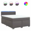 Sale Clicnbuy Cama box spring con colchón cuero sintético gris 140x190 cm