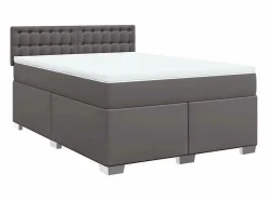 Sale Clicnbuy Cama box spring con colchón cuero sintético gris 140x190 cm