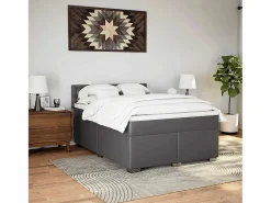 Sale Clicnbuy Cama box spring con colchón cuero sintético gris 140x190 cm