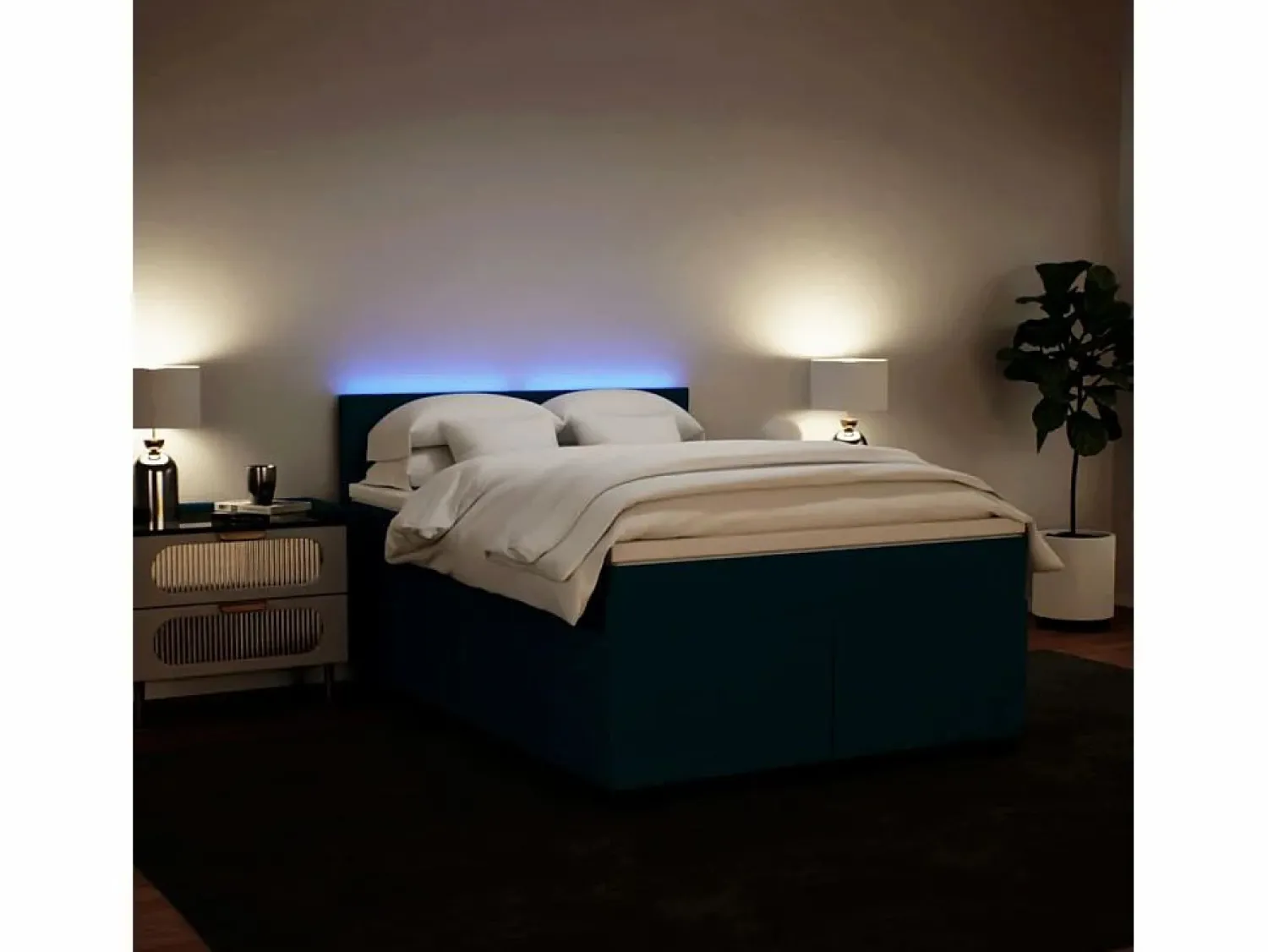 Clicnbuy Cama box spring con colchón terciopelo 160x200 cm
