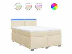 Discount Clicnbuy Cama box spring con colchón tela color 160x200 cm Crema