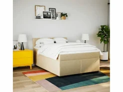 Discount Clicnbuy Cama box spring con colchón tela color 160x200 cm Crema