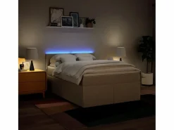 Discount Clicnbuy Cama box spring con colchón tela color 160x200 cm Crema