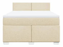 Discount Clicnbuy Cama box spring con colchón tela color 160x200 cm Crema