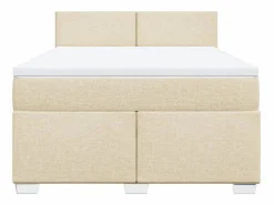 Discount Clicnbuy Cama box spring con colchón tela color 160x200 cm Crema