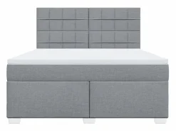 Clicnbuy Cama box spring con colchón tela claro 180x200 cm