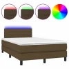 Outlet Cama box spring con colchón y LED tela marrón oscuro 120x190 cm Somier Tapizado