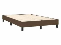 Outlet Cama box spring con colchón y LED tela marrón oscuro 120x190 cm Somier Tapizado