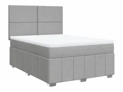 Clicnbuy Cama box spring con colchón tela claro 160x200 cm