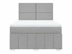 Clicnbuy Cama box spring con colchón tela claro 160x200 cm