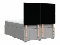 Clicnbuy Cama box spring con colchón tela claro 160x200 cm