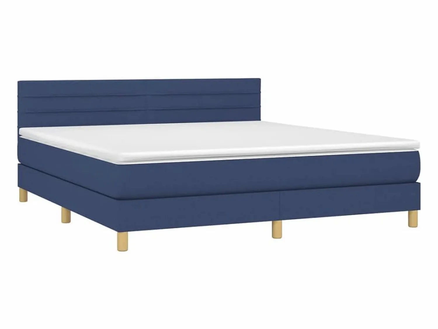 Clicnbuy Cama box spring con colchón y LED tela azul 180x200 cm