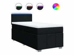 Clearance Clicnbuy Cama box spring con colchón tela 90x190 cm Negro