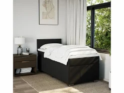 Clearance Clicnbuy Cama box spring con colchón tela 90x190 cm Negro