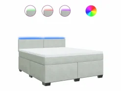 Clearance Clicnbuy Cama box spring con colchón terciopelo claro 180x200 cm Gris