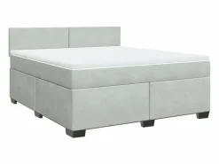 Clearance Clicnbuy Cama box spring con colchón terciopelo claro 180x200 cm Gris