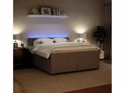Clearance Clicnbuy Cama box spring con colchón terciopelo claro 180x200 cm Gris