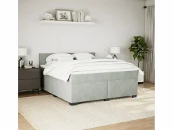 Clearance Clicnbuy Cama box spring con colchón terciopelo claro 180x200 cm Gris